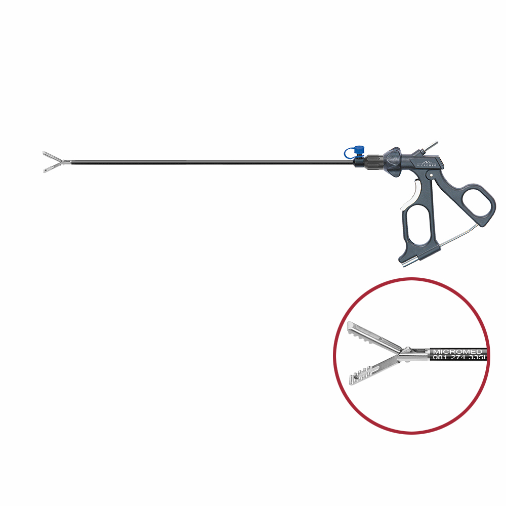 Monopolar instrument with grasping forceps, double action jaws, length 330mm, Ø 5mm, with Luer-Lock