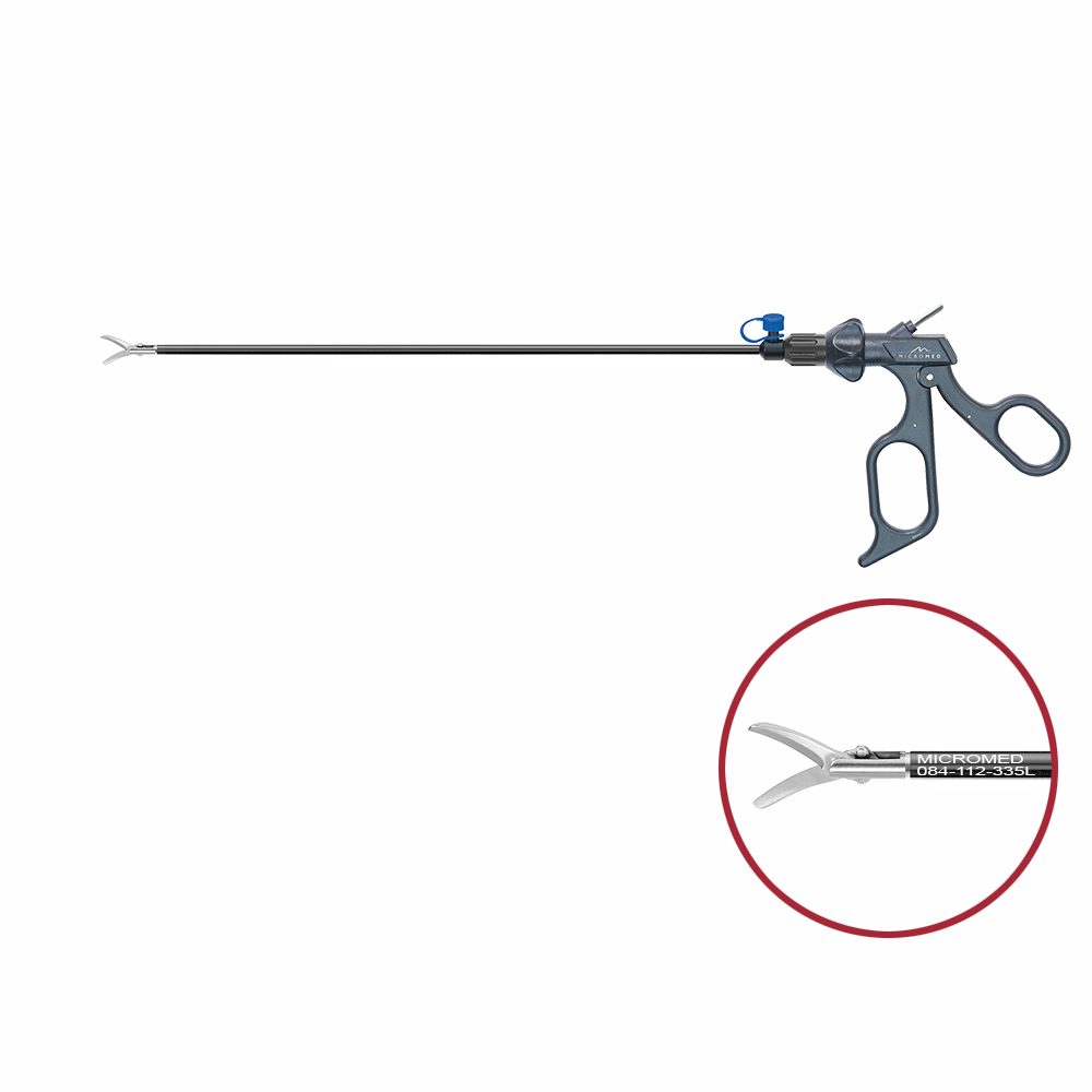 Monopolar instrument, with Metzenbaum preparation scissors, curved, jaw double action, Ø 5mm, length 330 mm, Luer lock