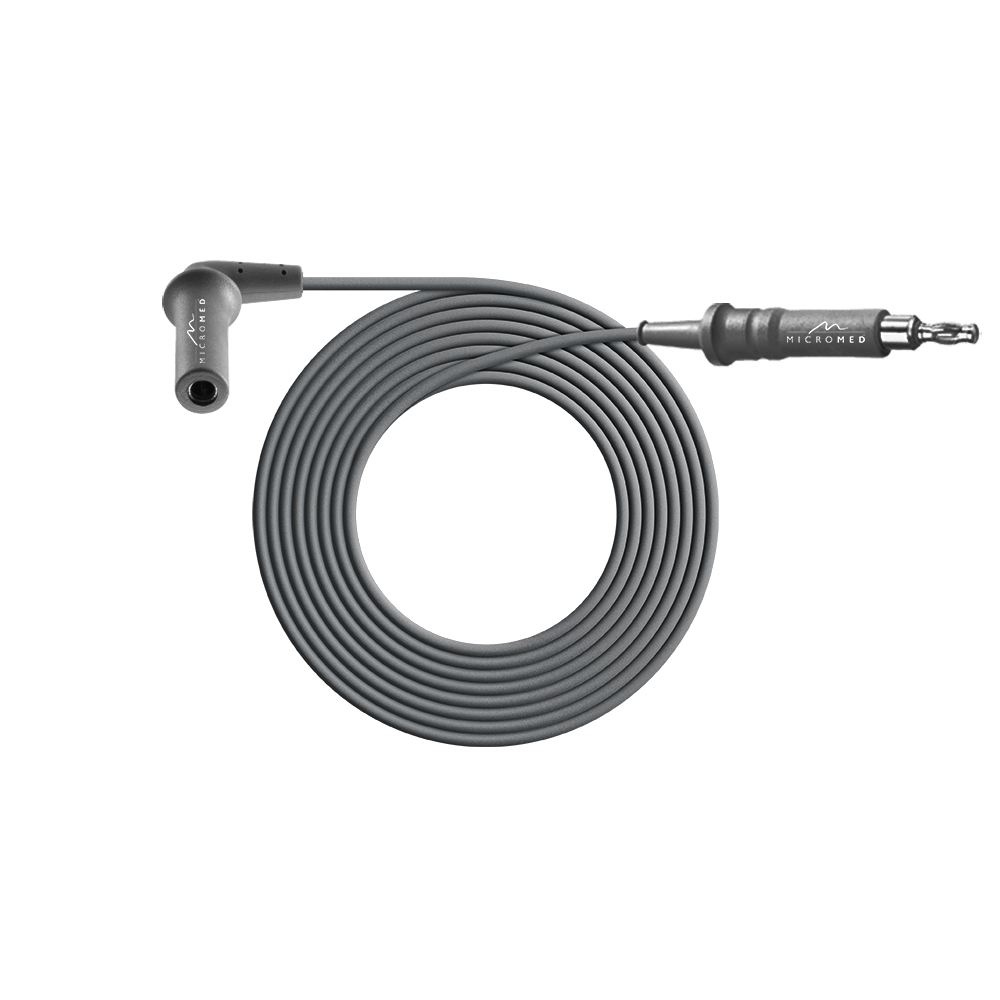 Monopolar ERBE cable mit 4 mm socket angled for ERBE VIO, ACC and ICC HF-units, Length 3 m