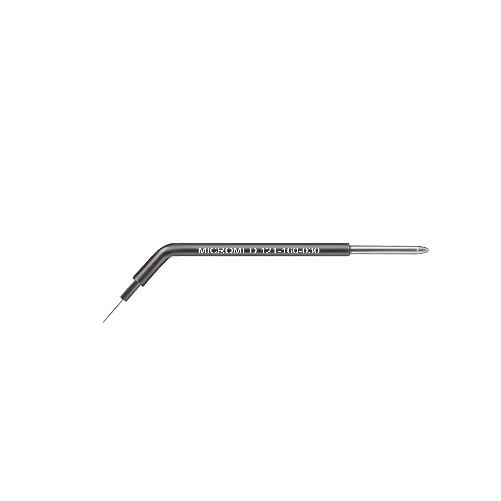 Needle electrode, extensible wire, Ø 0,3 mm, blunt, 45° angled, figure 30