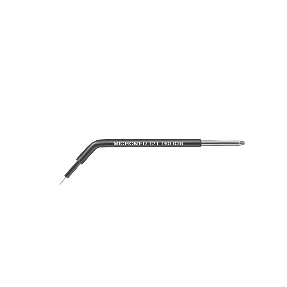 Needle electrode, extensible wire, Ø 0,3 mm - 0,1 mm, 45° angled, figure 38