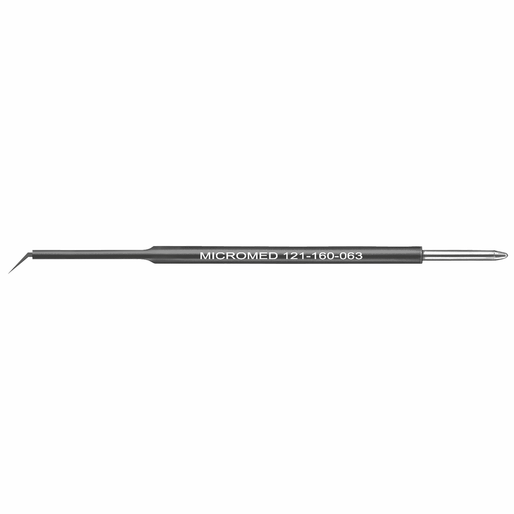 Needle electrode, elongated insulation needle 45° angled, Ø 0,5 mm, long, figure 63