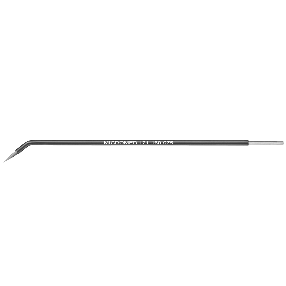 Needle electrode, unflexible, thick, conical, 45° angled, needle Ø 1,5 mm, length 110 mm, figure 75