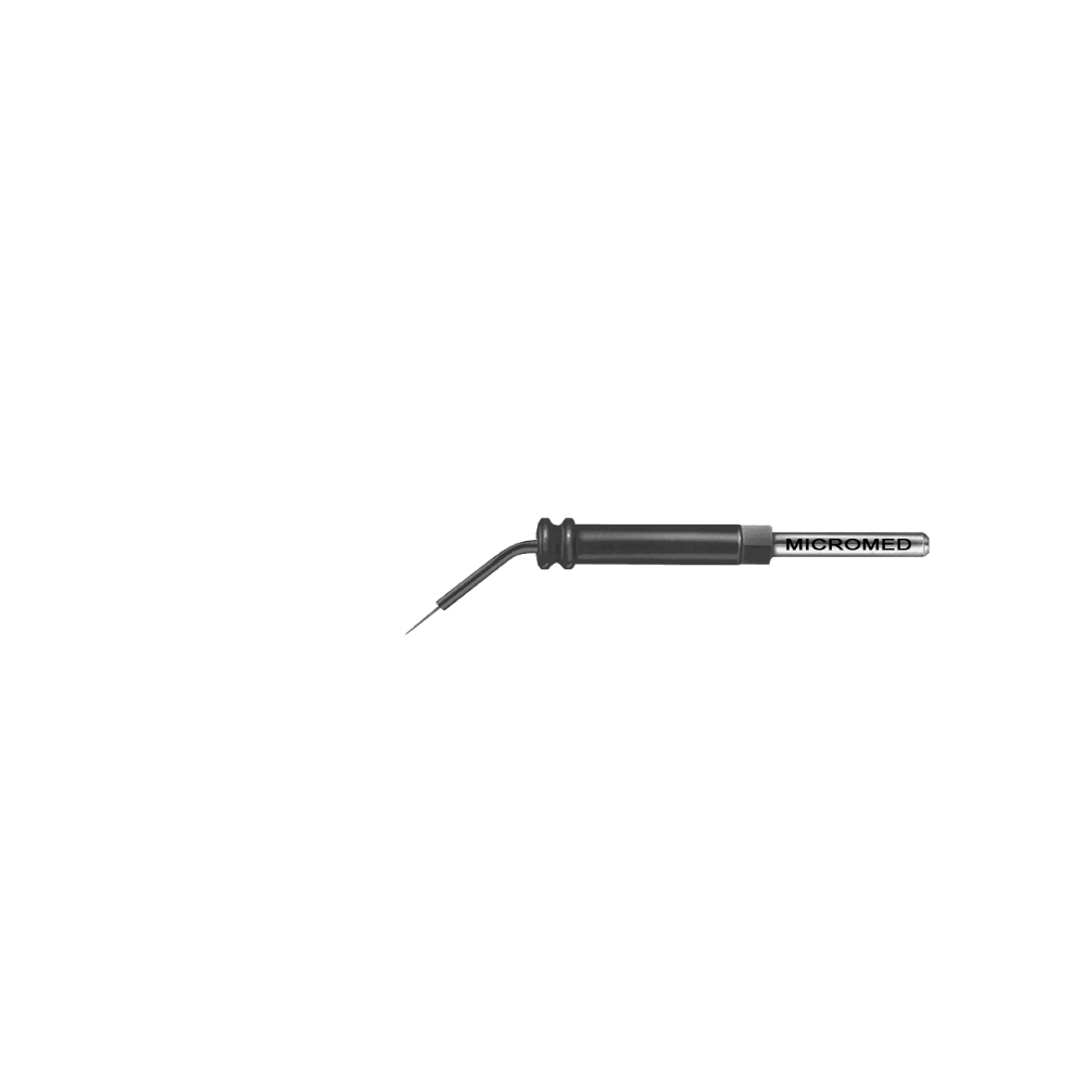 Microdissection needle electrode, L=10mm flexible, 45°, Tungsten 0,3 mm x 4 mm - packing unit: 5 pieces -