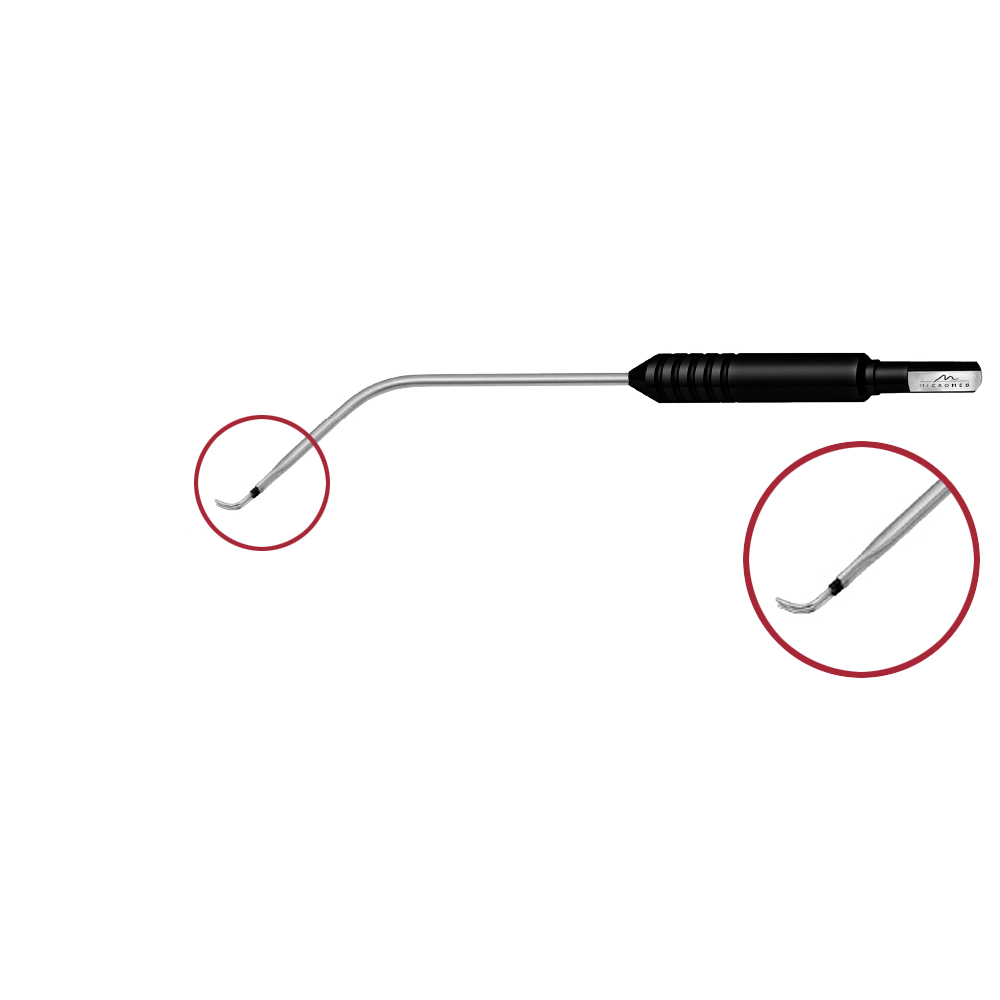 Bipolar Scanning electrode, 45° curved, 18,5 cm, tip 45° angulated, working length 100 mm