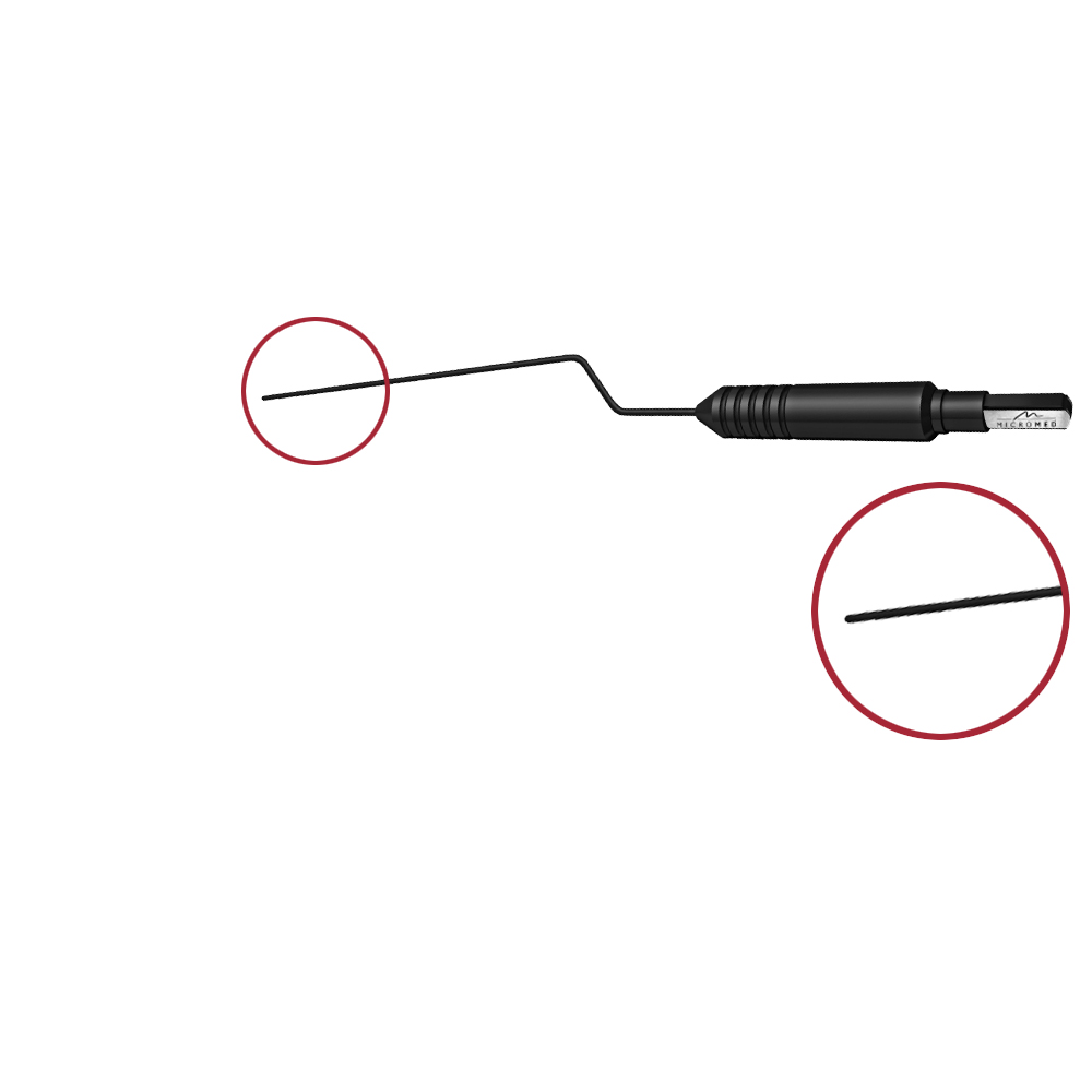 Bipolar coagulation electrode bayonet for minimal access procedures, e.g. in the nose, working length 130 mm