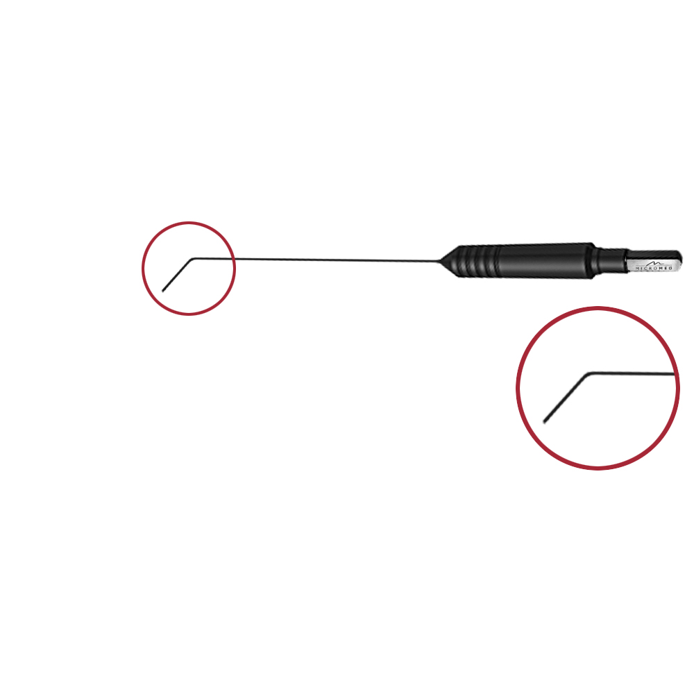 Bipolar coagulation electrode for minimal access procedures, e.g. in the nose, working length angled 20°, 130 mm