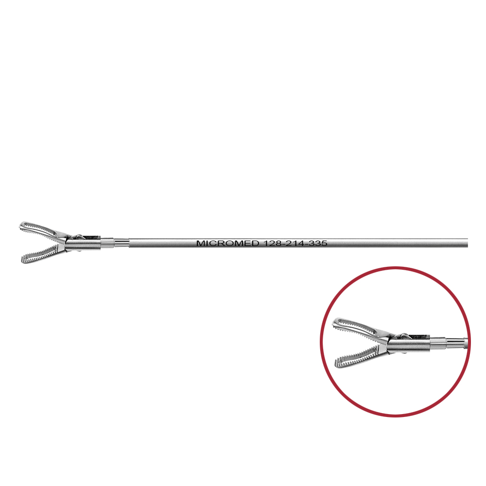 Dissecting forceps, fenestrated, double action jaws, length 330 mm for Ø 5 mm instruments