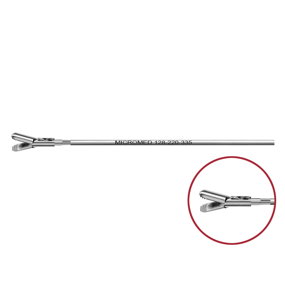 Grasping forceps with reservoir, blunt, double action jaws, length 330 mm for Ø 5 mm instruments