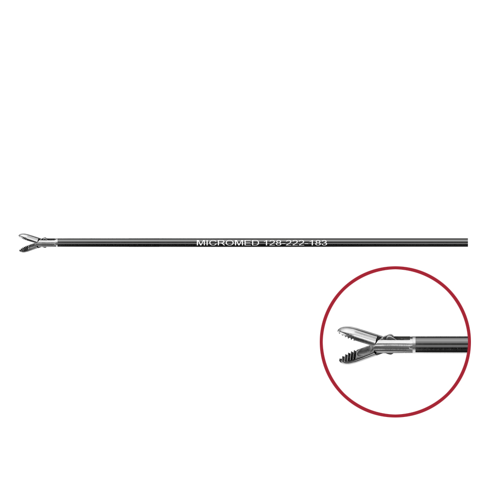 Grasping forceps with reservoir, sharp, double action jaws, length 180 mm, for Ø 3 mm instruments