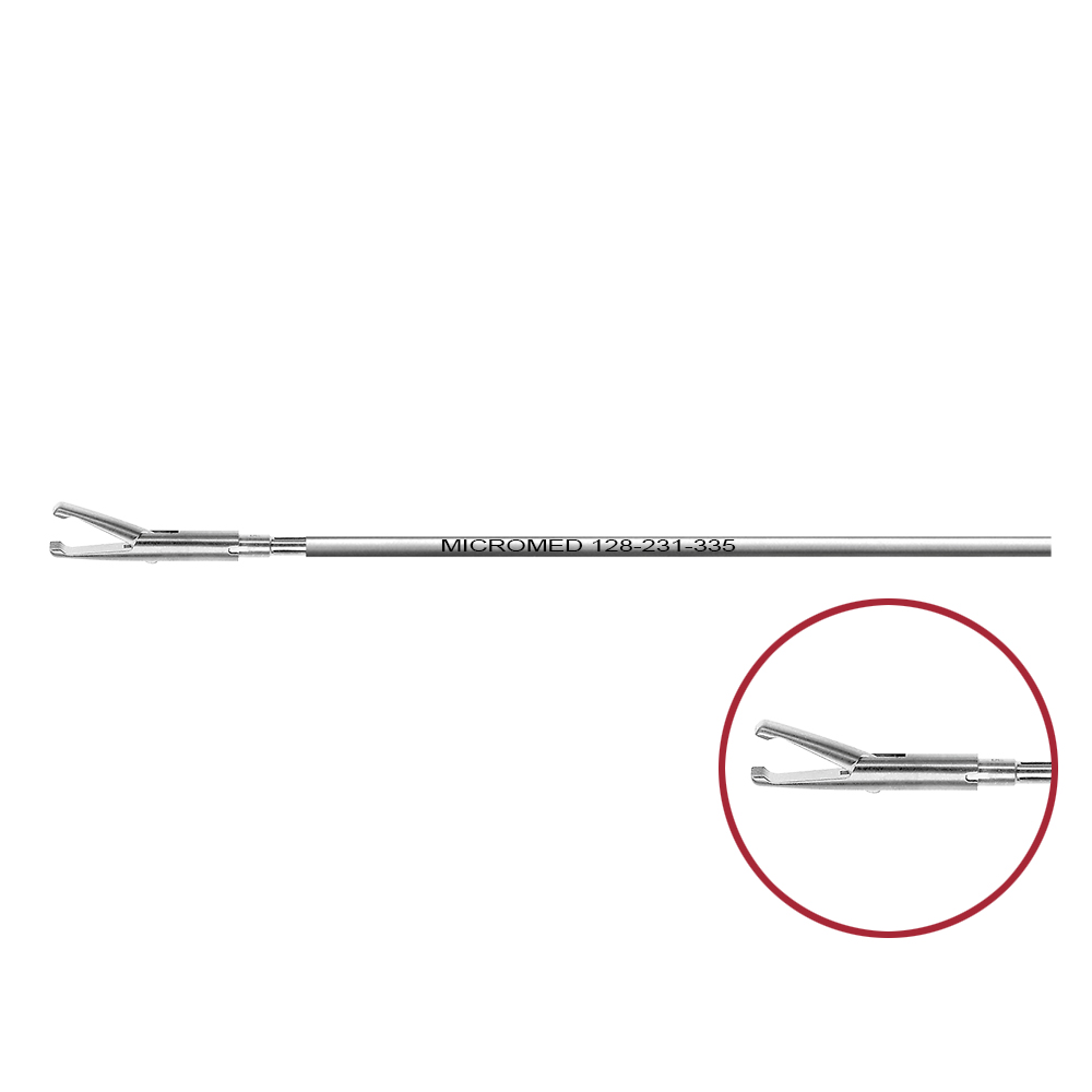 grasping forceps, distal with a row of teeth, single action jaws, length 330mm for Ø 5 mm instruments