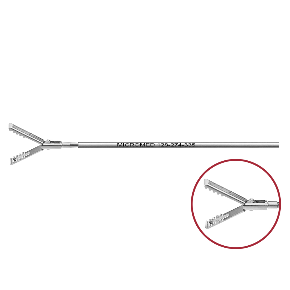 Wave grasping forceps, fenestrated, double action jaws, length 330 mm, for Ø 5 mm instruments