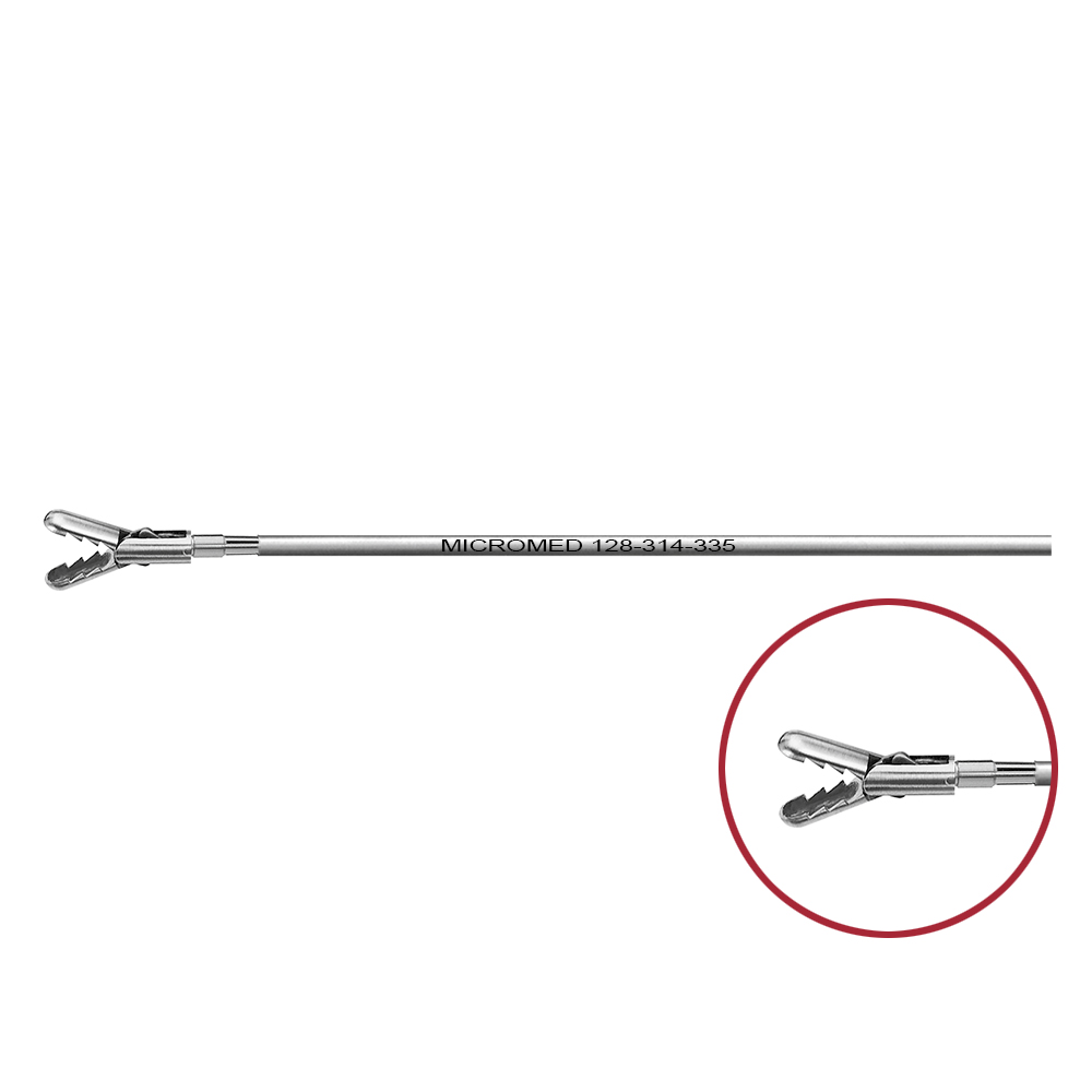 Alligator grasping forceps, double action jaws, length 330 mm, for Ø 5 mm instruments