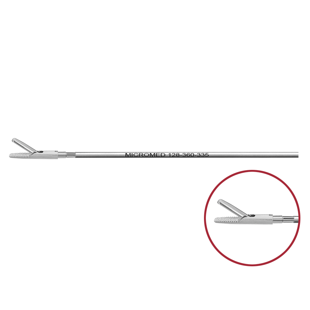 Needle holder, convex/concave shaped jaws with fixation teeth, tip diamond coated, single action jaws, length 330mm