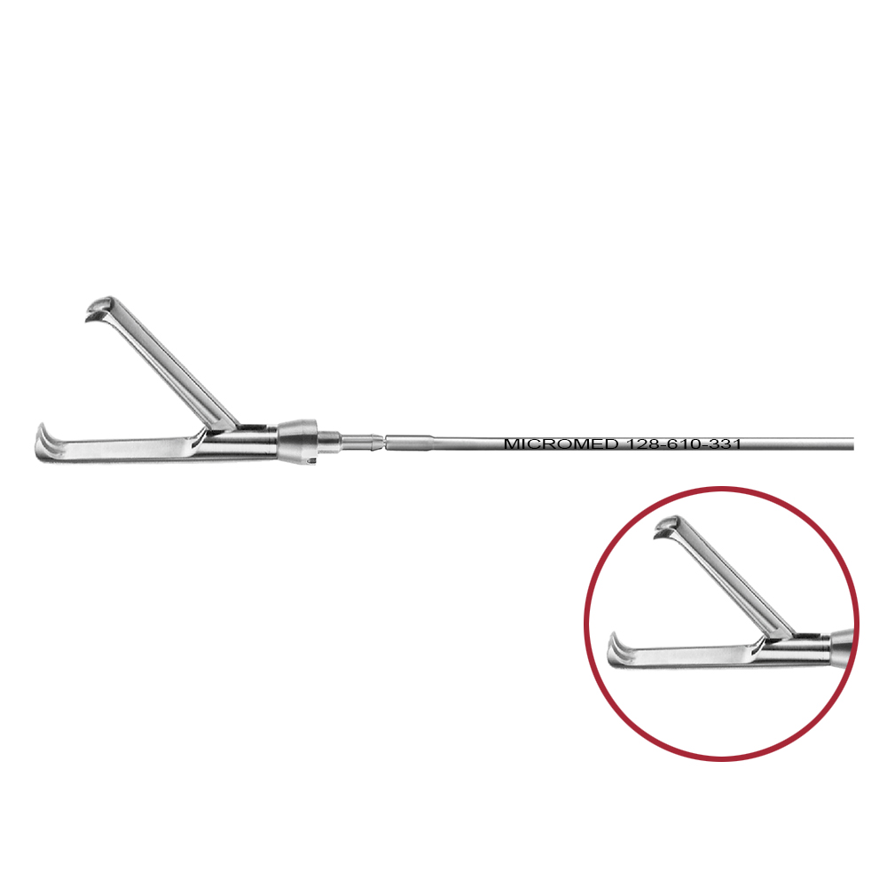 Claw grasping and extracting forceps, 2+3 teeth, single action jaws, length 330 mm, for Ø 10 mm instruments