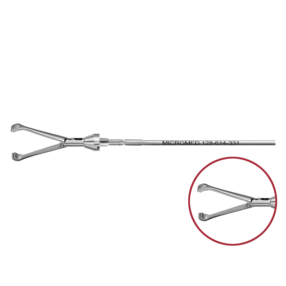 Grasping forceps with DeBakey teeth, double action jaws, length 330 mm for Ø 10 mm instruments