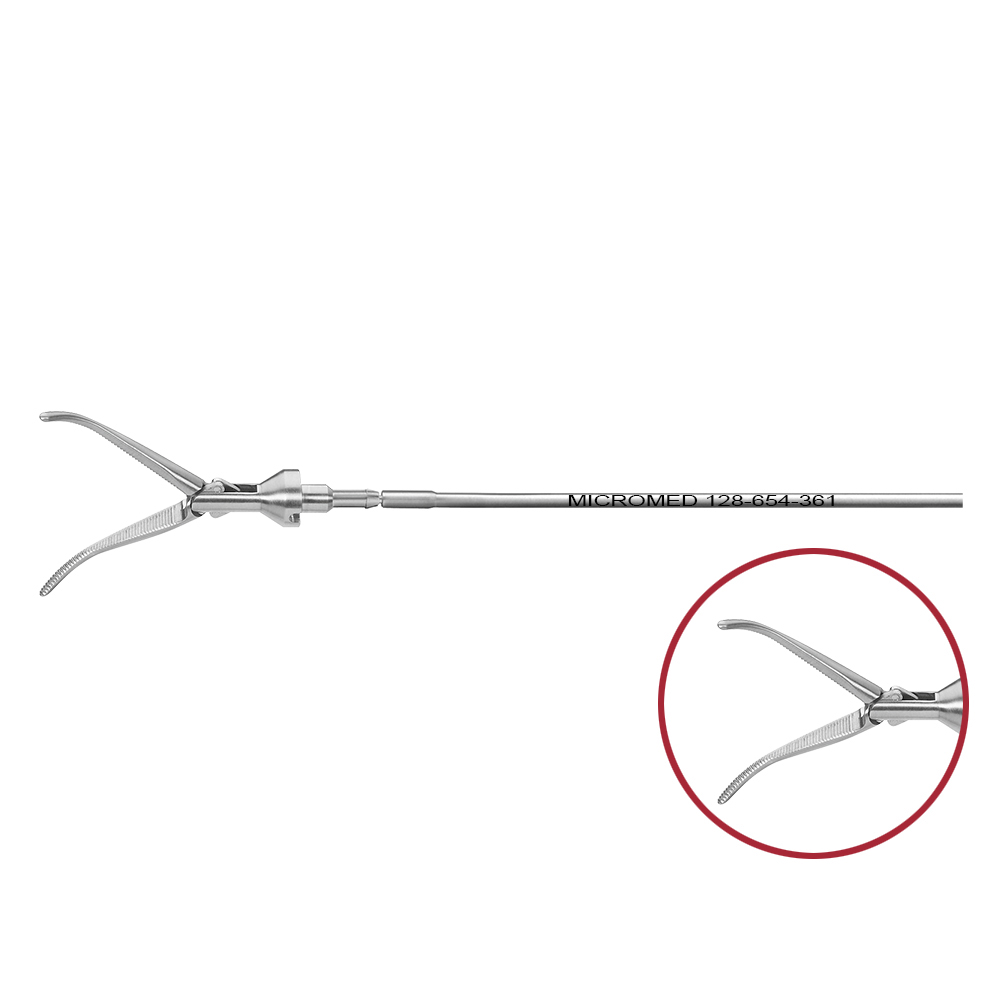 OVERHOLD Klemme mit feinen Zähnen, Maul doppelt beweglich, Länge 360 mm, für Ø 10 mm Instrumente