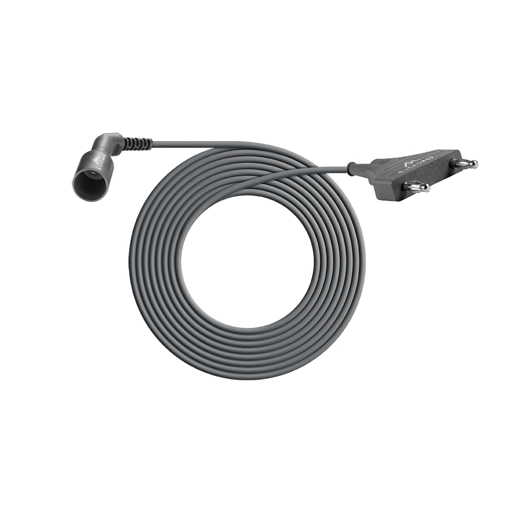 Bipolares Kabel, 3 m, 2-Pin Stecker, gewinkelt mit Schutzkappe,für Valleylab, Lamidey, EMC HF-Geräte