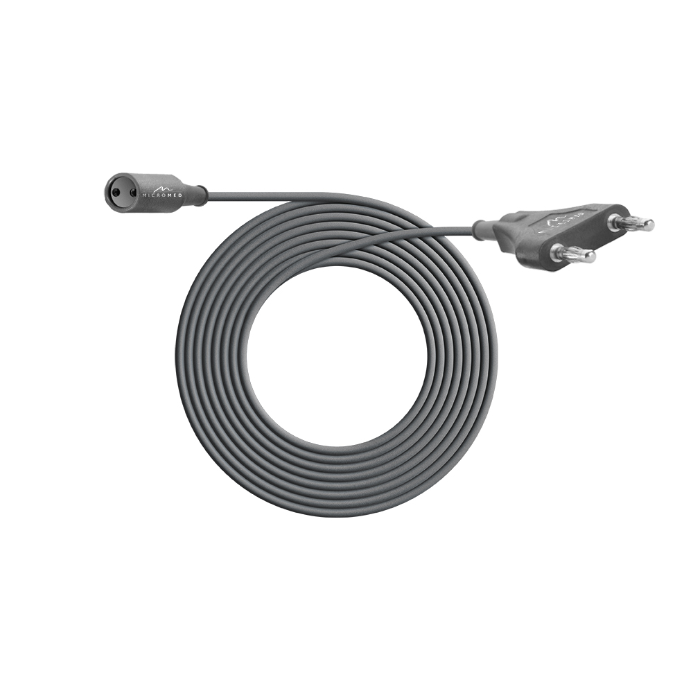 Cable bipolar with 2-pin plugs with flat pin connector, for Erbe, EMC, Dolley units, length 3 m