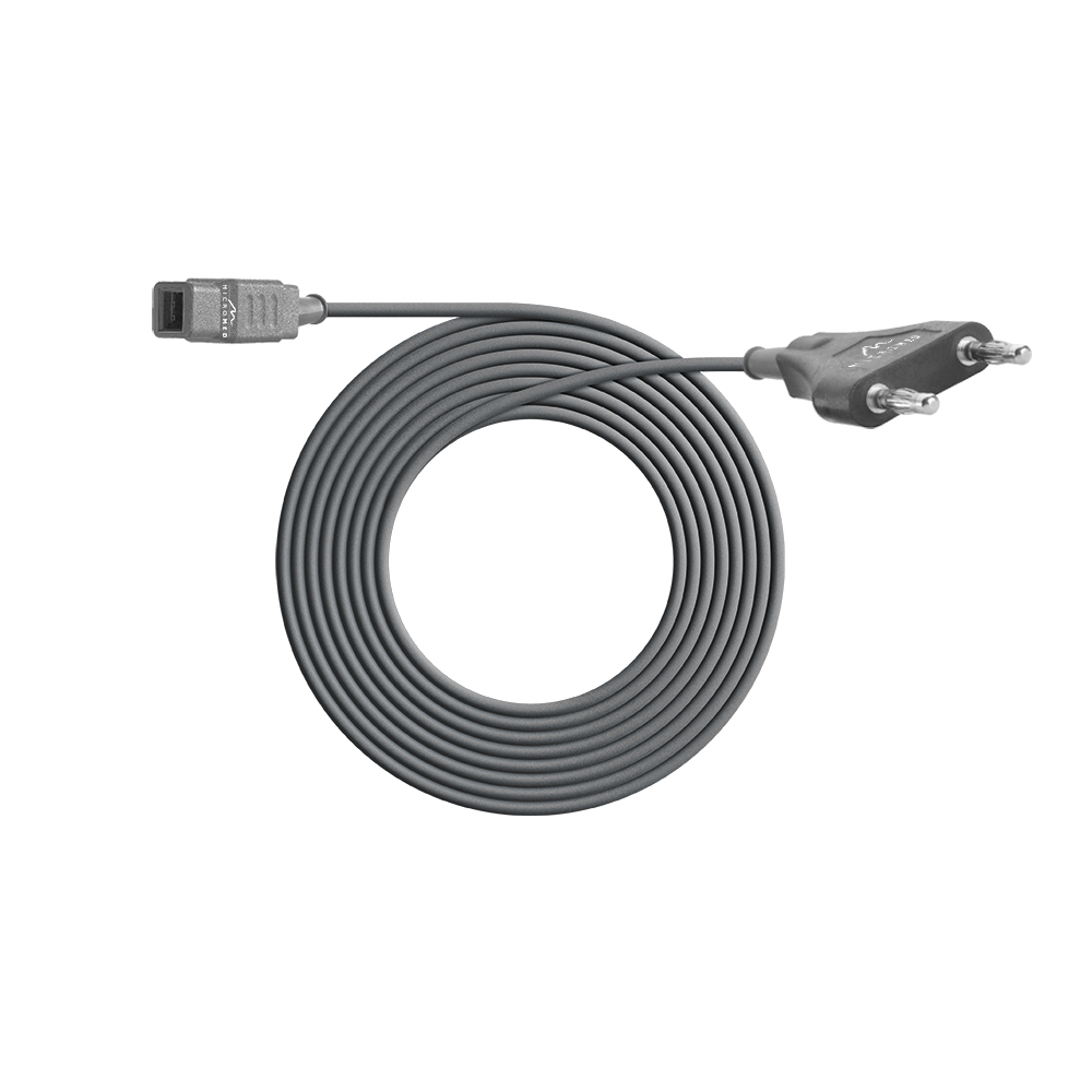 Bipolares Kabel mit Flachstecker für Pinzetten mit Vierkant, für Erbe, EMC, Dolley HF-Geräte, 3 m, Steckerabst. 22mm