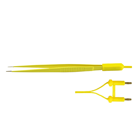 Bipolar forceps, sterile, yellow, straight, blunt 1,0 mm, length 180 mm, 3m cable, single-use, 12 pieces