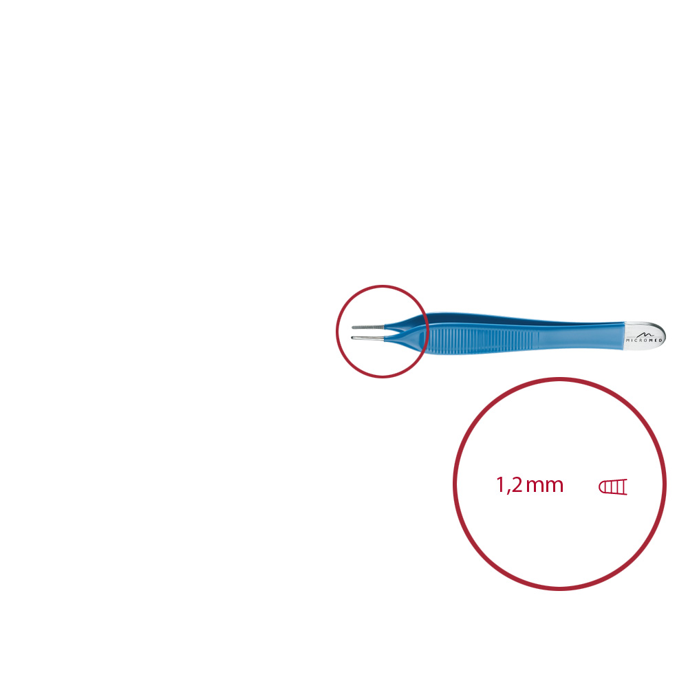 Monopolare Pinzette, ADSON, gerade, anatomisch, Länge 120 mm, mit 4 mm Stecker