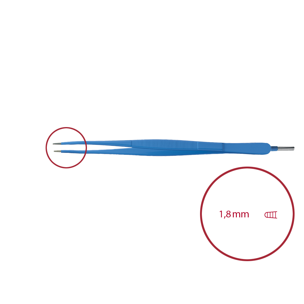 Monopolare Pinzette, gerade, anatomisch, stumpf 2,1mm, 210mm, mit 4 mm Stecker