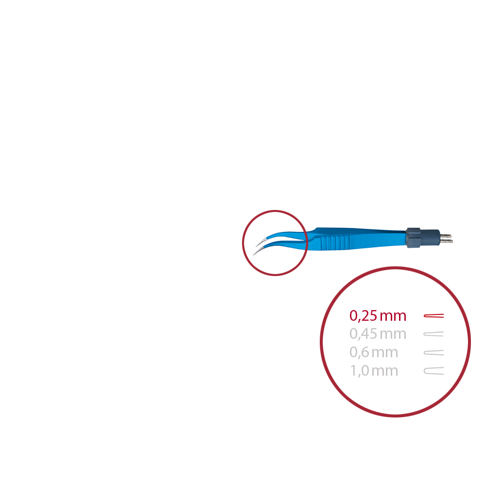 Bipolare Uhrmacherpinzette, gebogen, spitz 0,25 mm, Länge 115 mm 2-Pin-Stecker