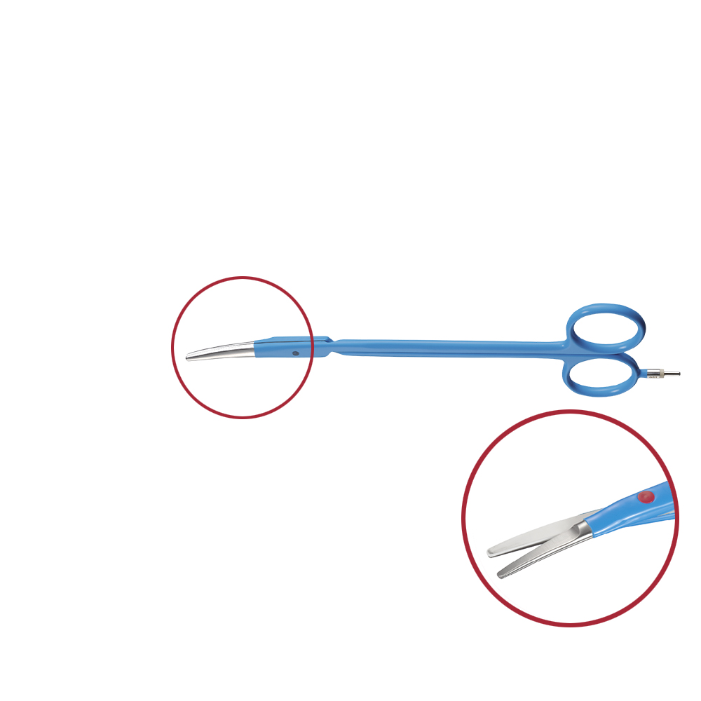 Schere bipolar, gebogen, Supercut Spitze, mit Rundstecker, Länge 180 mm