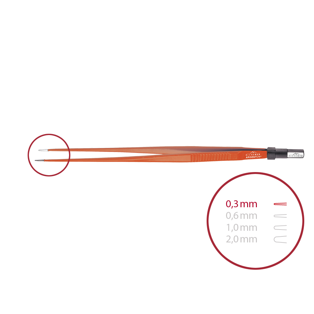 Bipolare Pinzette, ARGENTUM® Non-Stick, gerade, spitz 0,3 mm, Länge 220 mm 