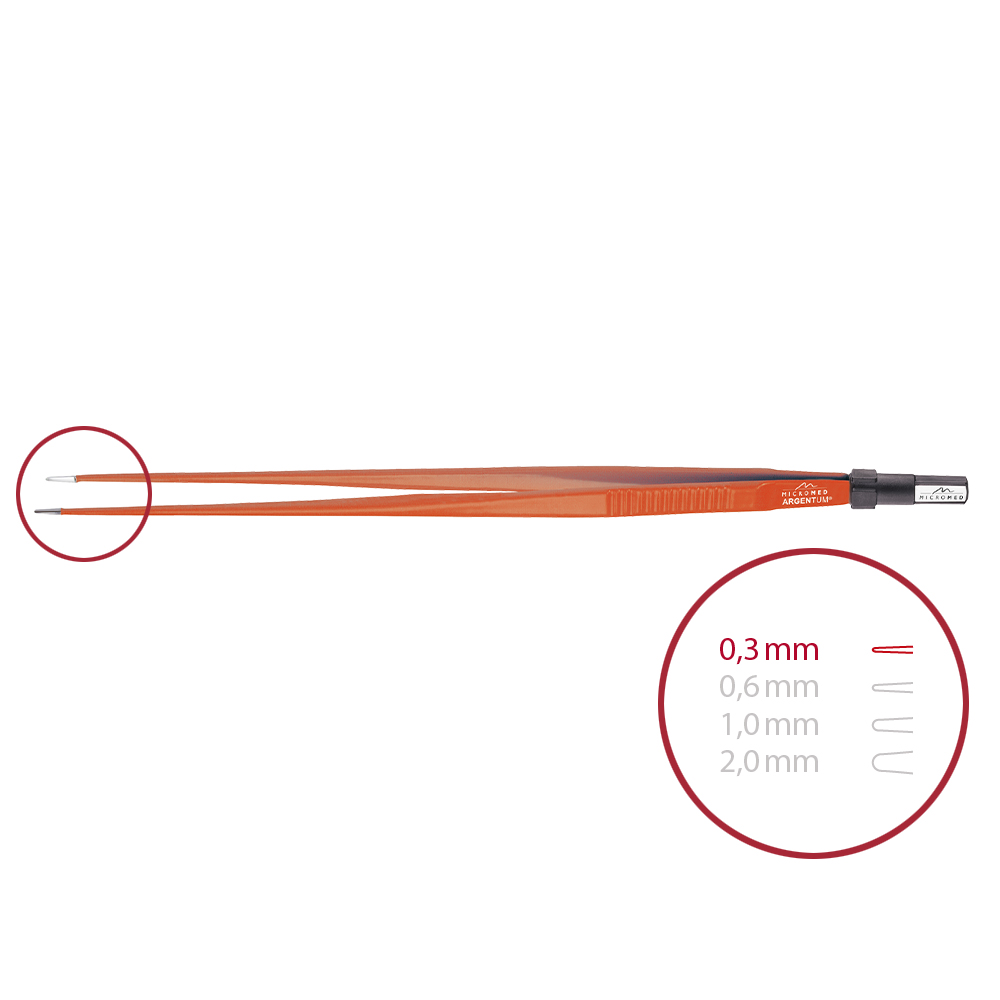 Bipolare Pinzette, ARGENTUM® Non-Stick, gerade, spitz 0,3 mm, Länge 240 mm 