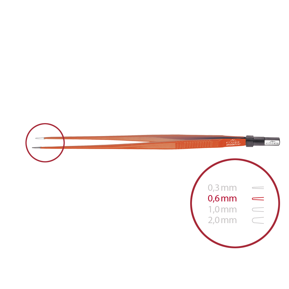 Bipolare Pinzette, ARGENTUM® Non-Stick, gerade, stumpf 0,6 mm, Länge 220 mm 