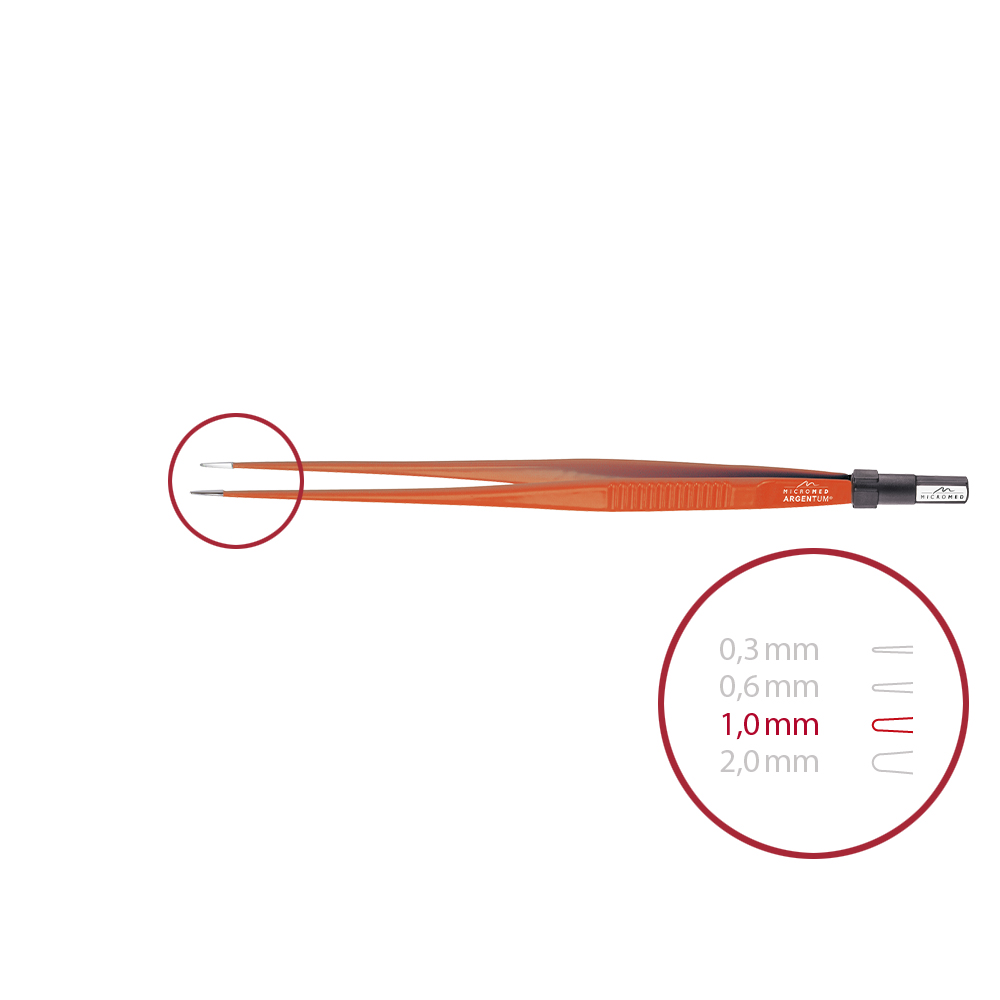 Bipolare Pinzette, ARGENTUM® Non-Stick, gerade, stumpf 1,0 mm, Länge 200 mm 