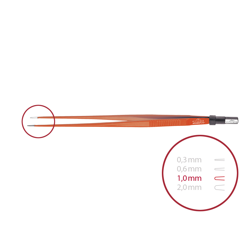 Bipolare Pinzette, ARGENTUM® Non-Stick, gerade, stumpf 1,0 mm, Länge 220 mm 