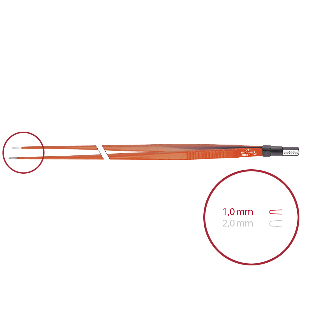 Bipolare Pinzette, ARGENTUM® Non-Stick, gerade, stumpf 1,0 mm, Länge 300 mm 