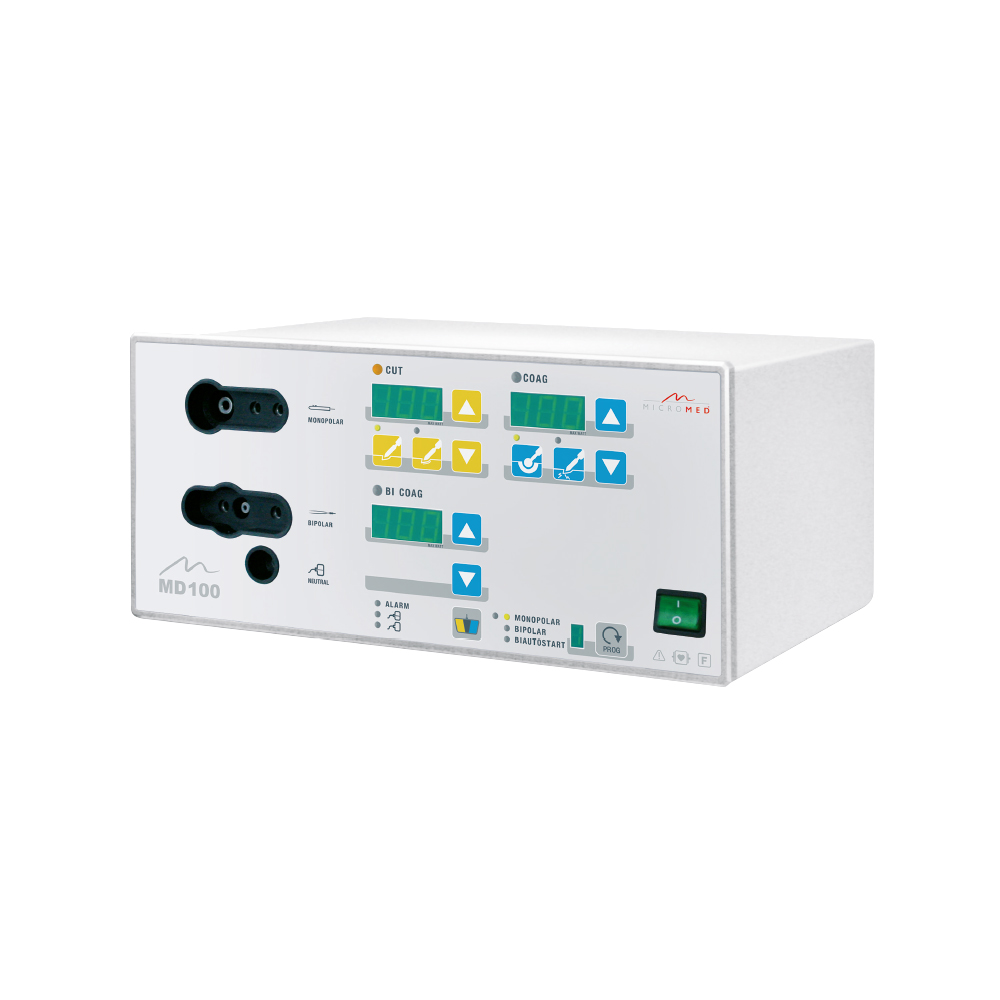 MD 100 electrosurgical generator, 100 Watt Monopolar and bipolar automatic start function bipolar