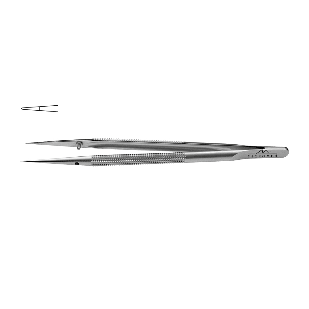 Micro-Forceps straight, length 210 mm tip with plateau, smooth 0,6 mm Round handle Ø 8 mm