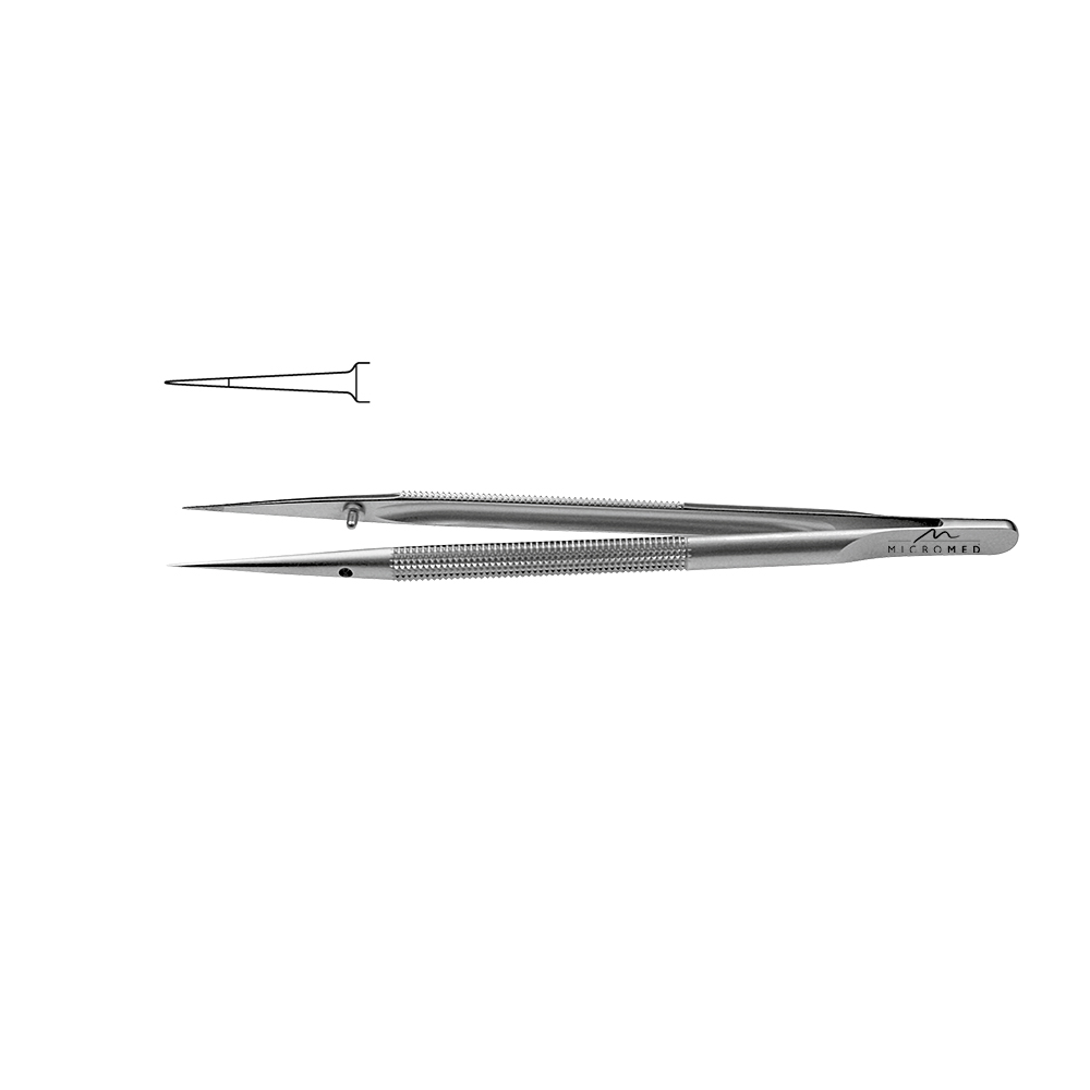 Micro-Forceps straight, length 150 mm tip with plateau, smooth 0,3 mm Round handle Ø 8 mm