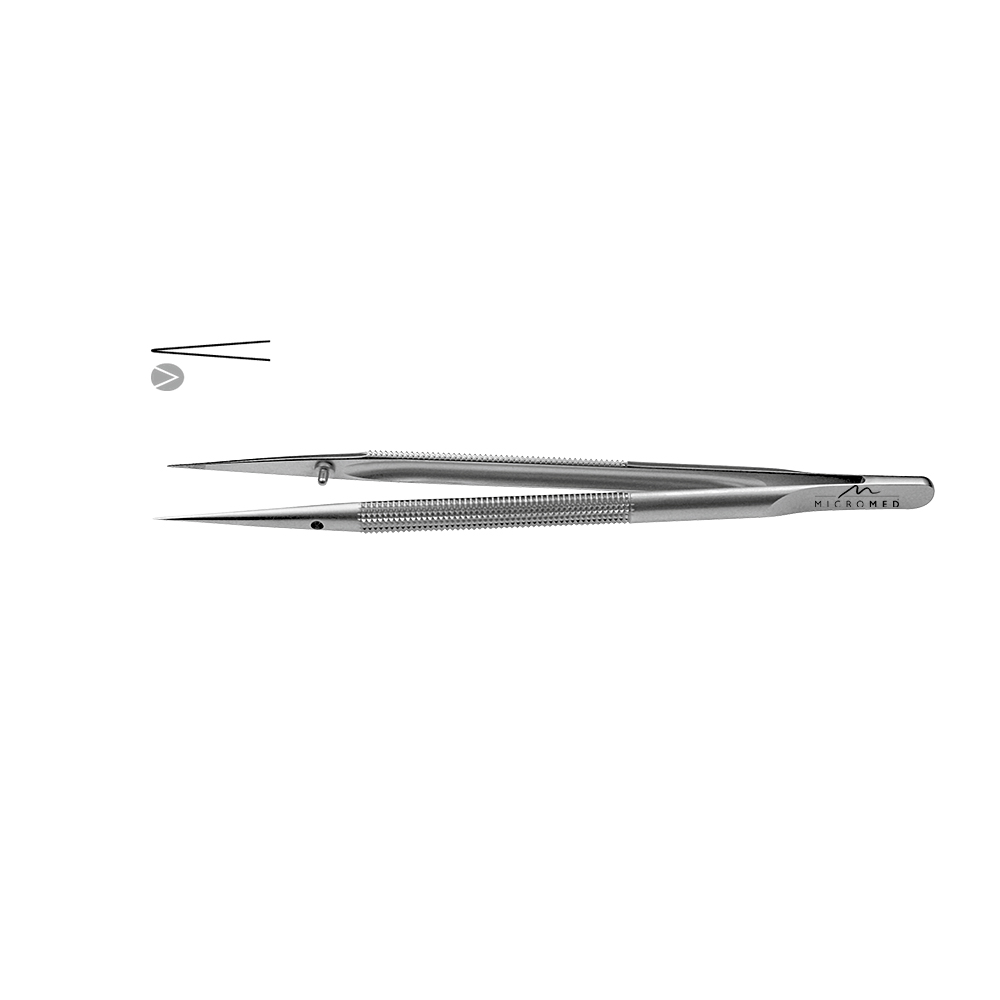 Micro-Forceps straight, length 150 mm tip with mouse tooth 0,3 Round handle Ø 8 mm