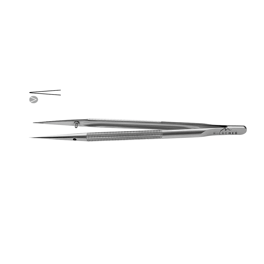 Micro-Forceps straight, length 180 mm tip with mouse tooth 0,3 Round handle Ø 8 mm