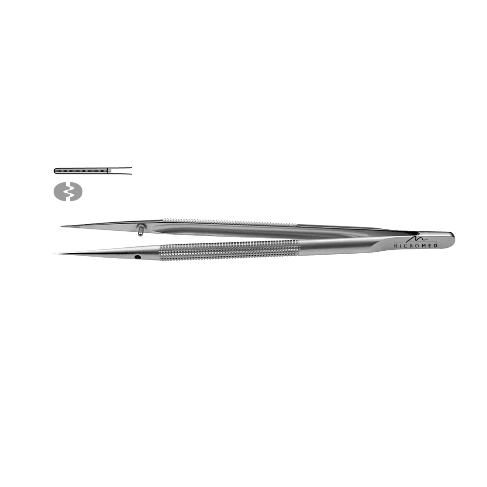 Micro-Forceps straight, length 180 mm tip 1,1 mm atraumatic Round handle Ø 8 mm