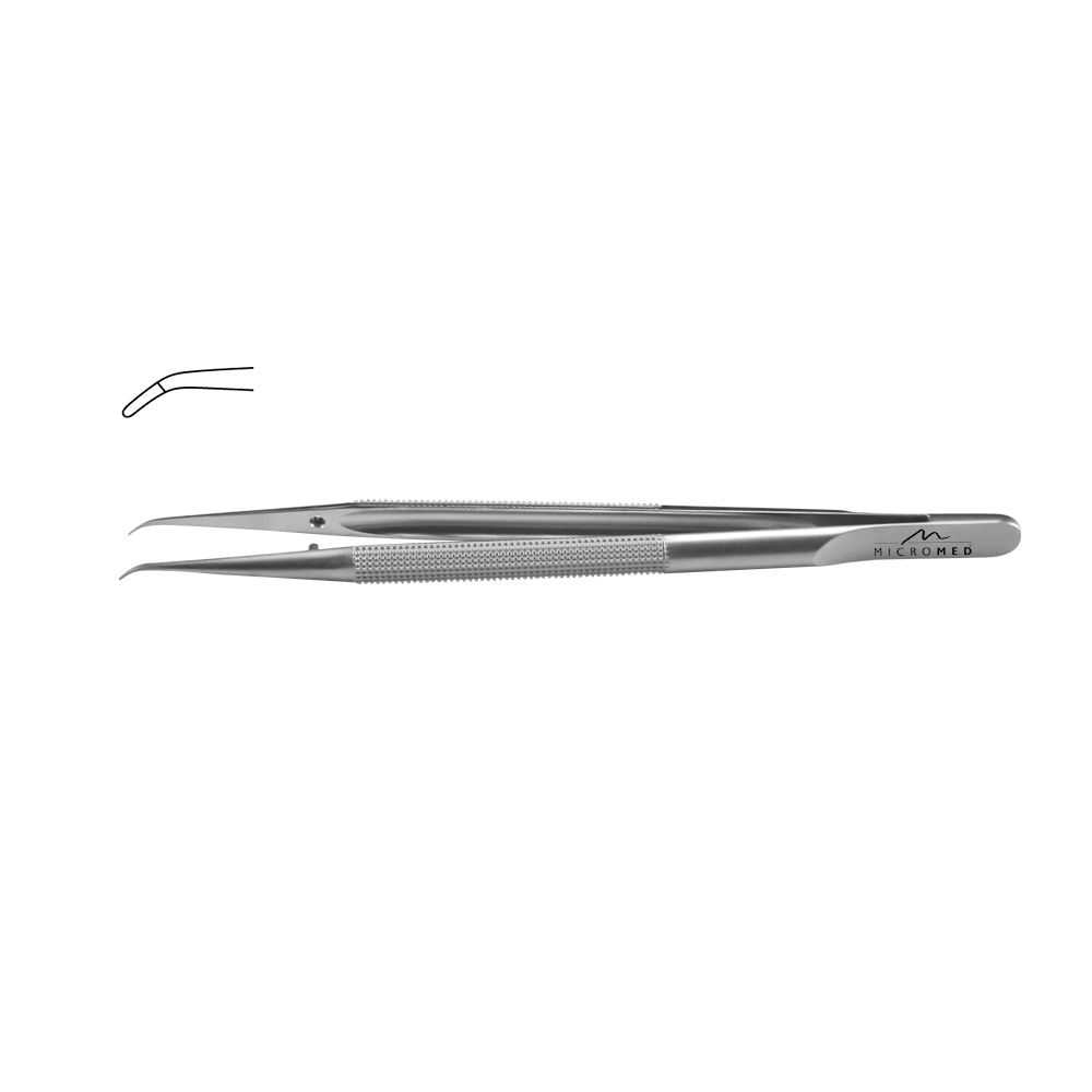 Micro-Forceps angulated, length 180 mm tip with plateau, diamond-coated 1,0 mm Round handle Ø 8 mm