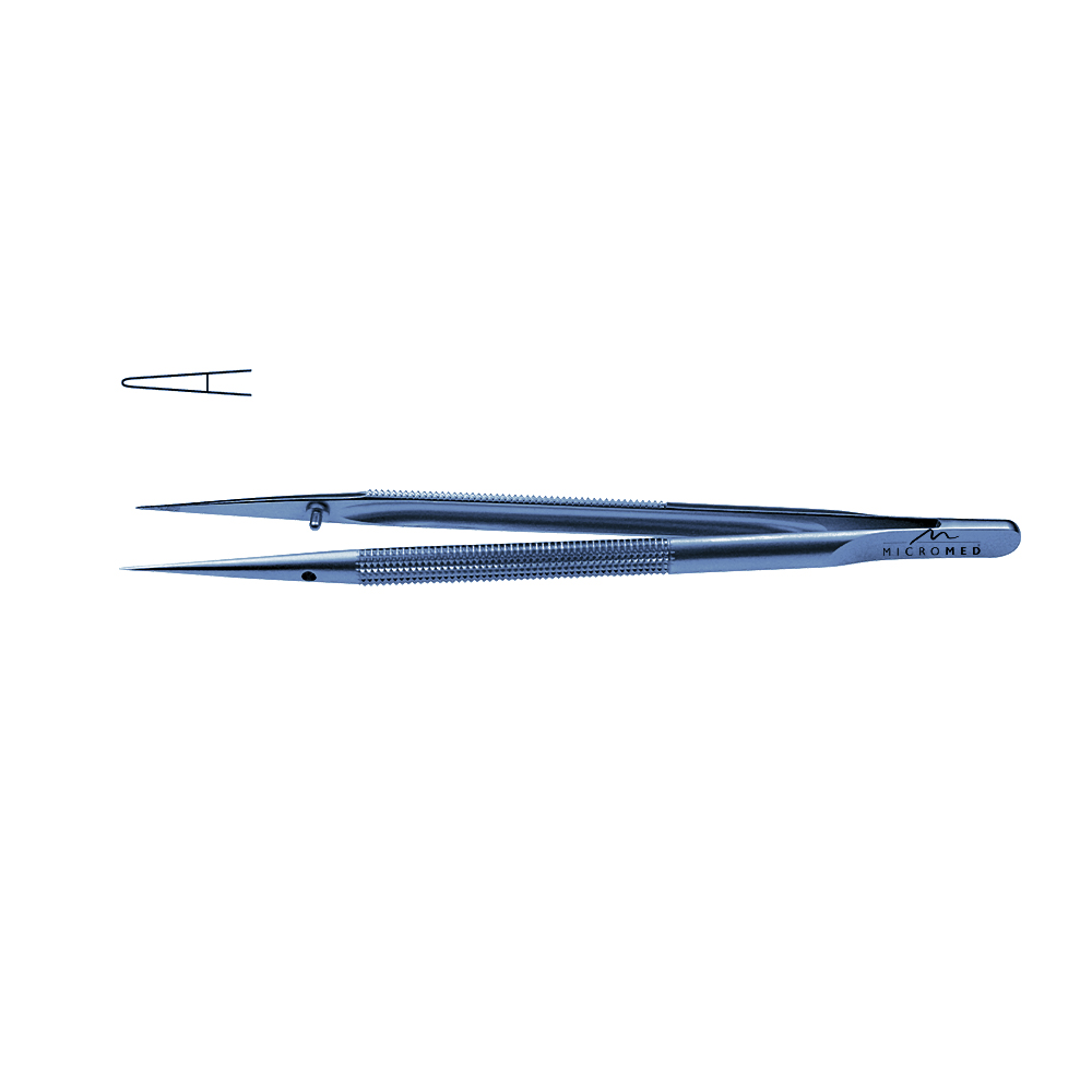 Micro-Forceps titanium straight, L 180mm tip with plateau, diamond-coated 0,8 mm Round handle Ø 8 mm