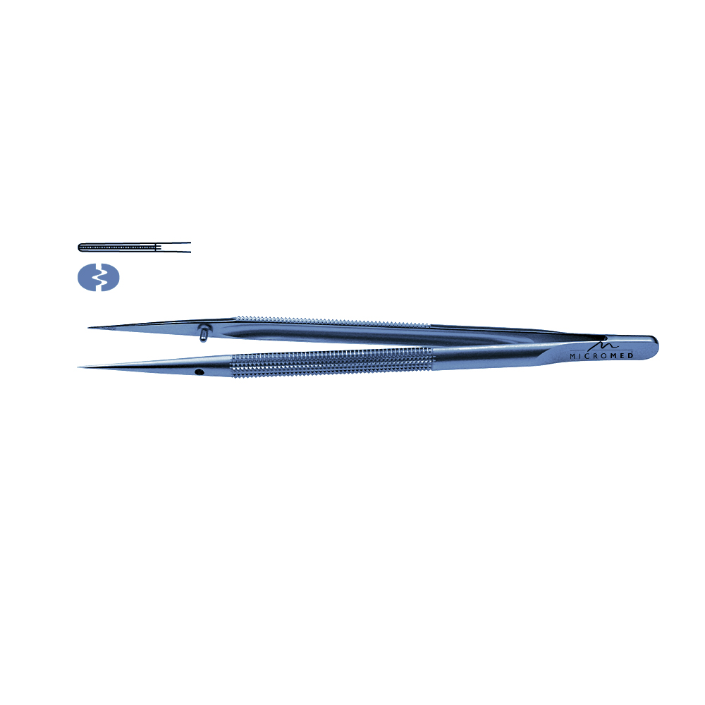 Micro-Forceps titanium straight, L 180mm tip 1,1 mm atraumatic Round handle Ø 8 mm