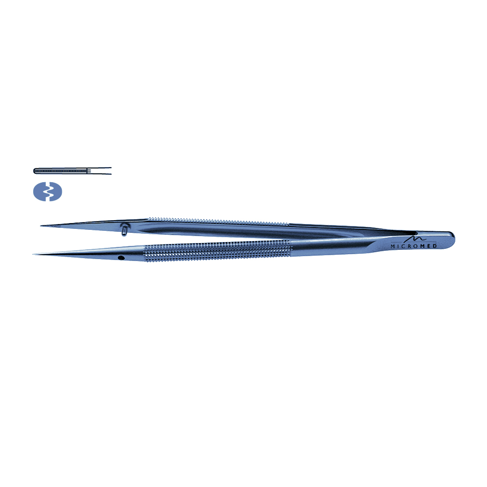 Micro-Forceps titanium straight, L 210mm tip 1,1 mm atraumatic Round handle Ø 8 mm