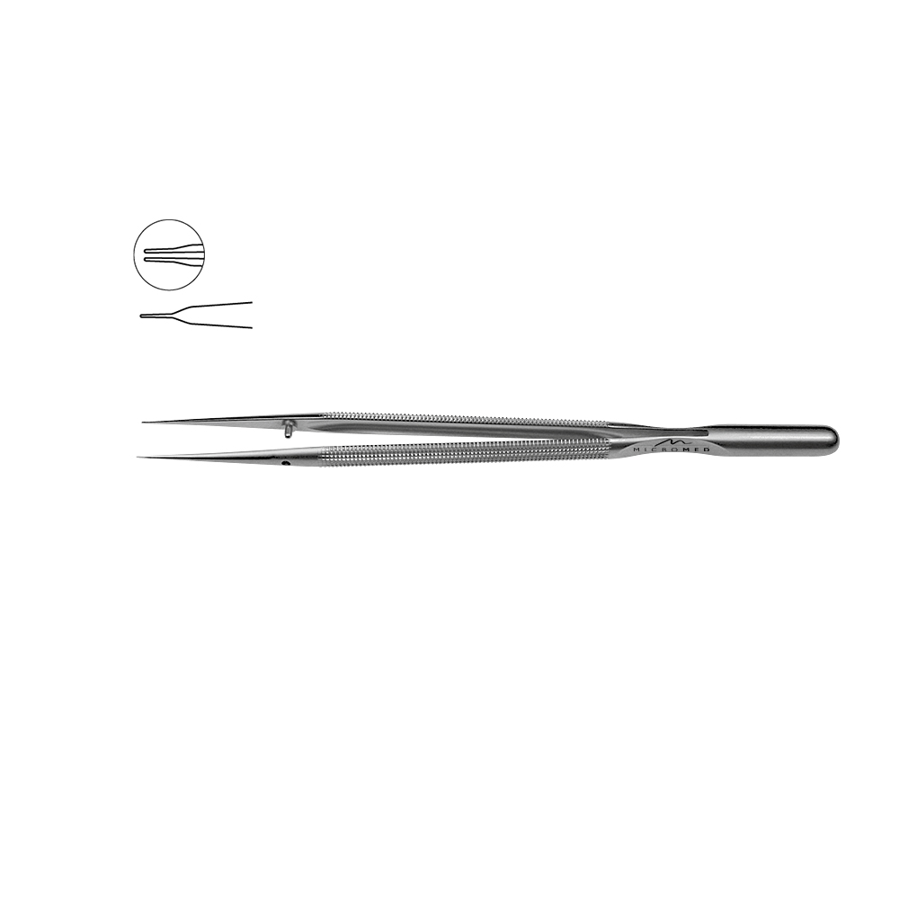 Dilator straight, length 150 mm, tip 0,3 x 4 mm, round handle Ø 8 mm, with counter balance