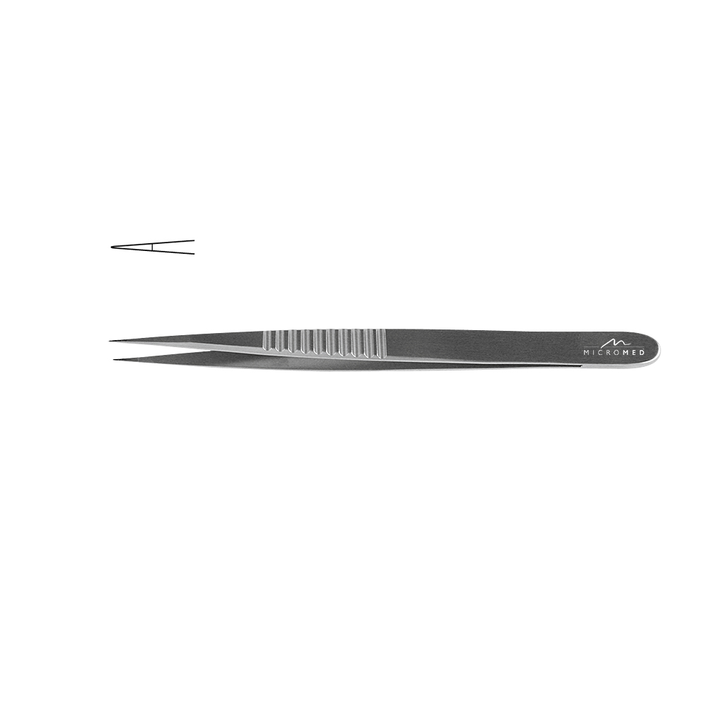 Micro-Forceps straight, length 150 mm tip with plateau, smooth 0,3 mm Flat Handle 9 mm