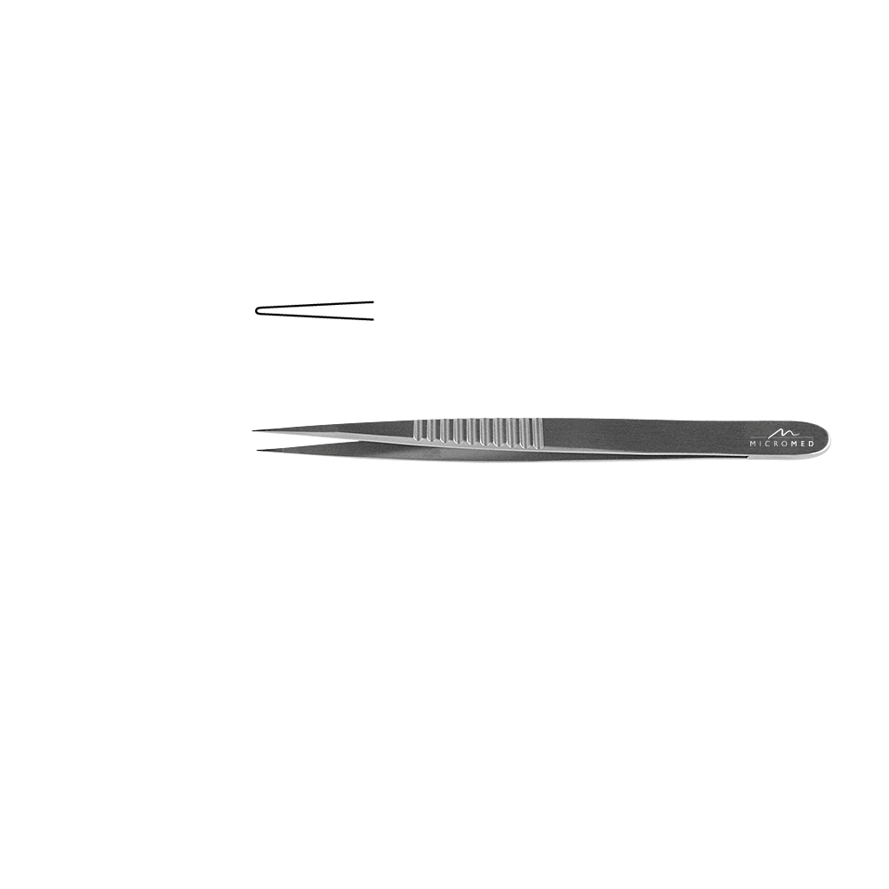 Micro-Forceps straight, length 110 mm tip smooth 0,6 mm, Flat Handle 8 mm 