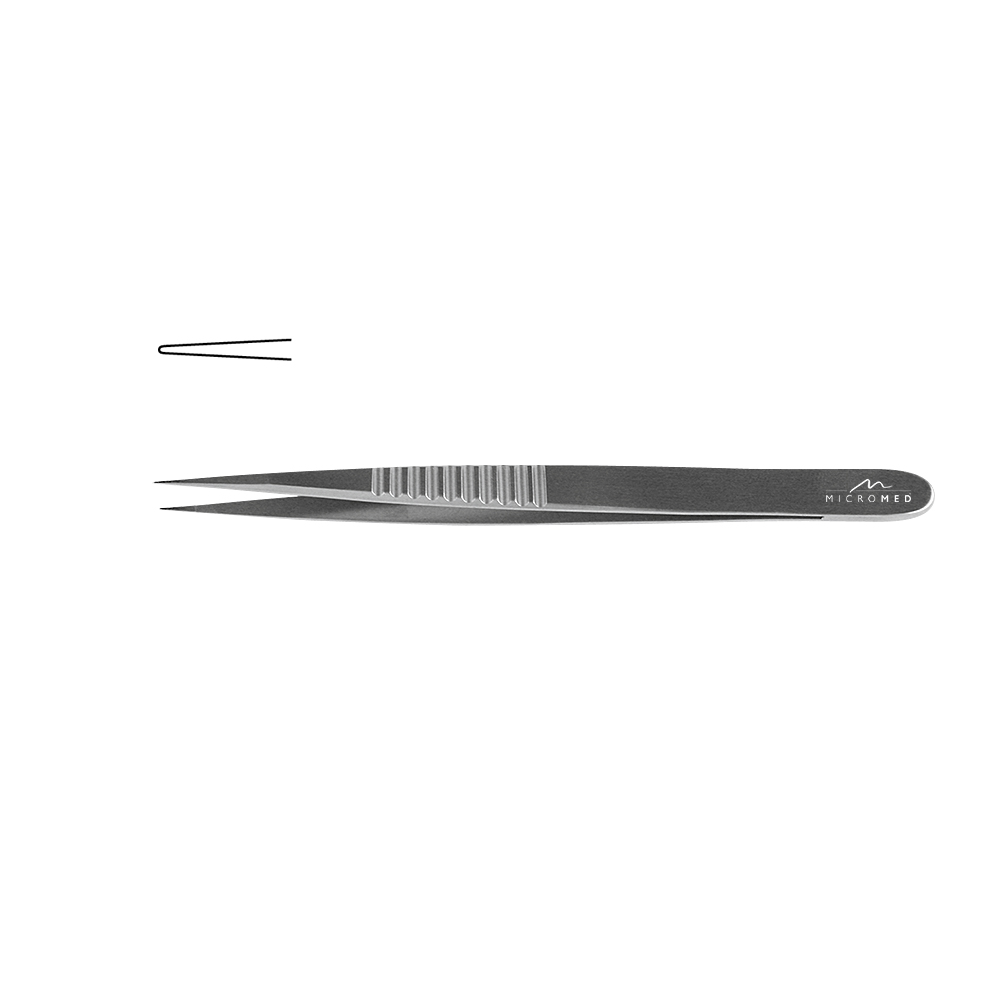 Micro-Forceps straight, length 150 mm tip smooth 0,6 mm, Flat Handle 9 mm 