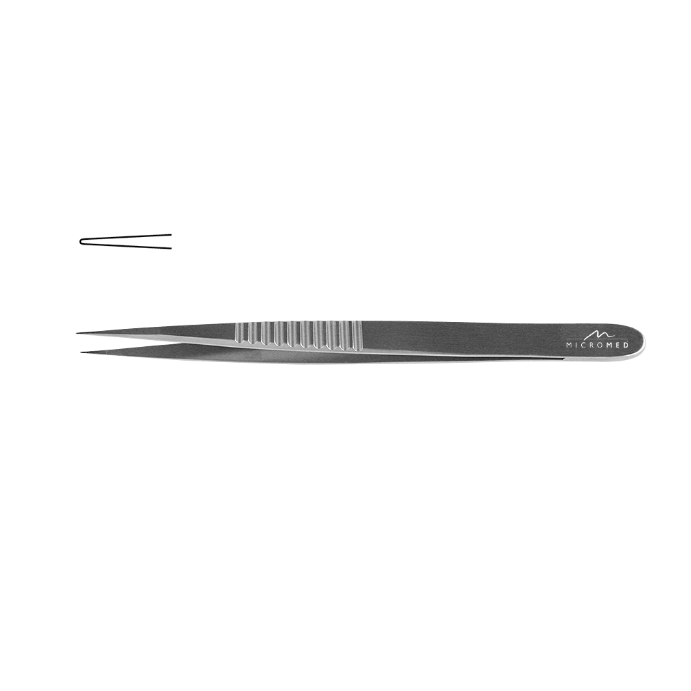 Micro-Forceps straight, length 180 mm tip smooth 0,6 mm, Flat Handle 9 mm 